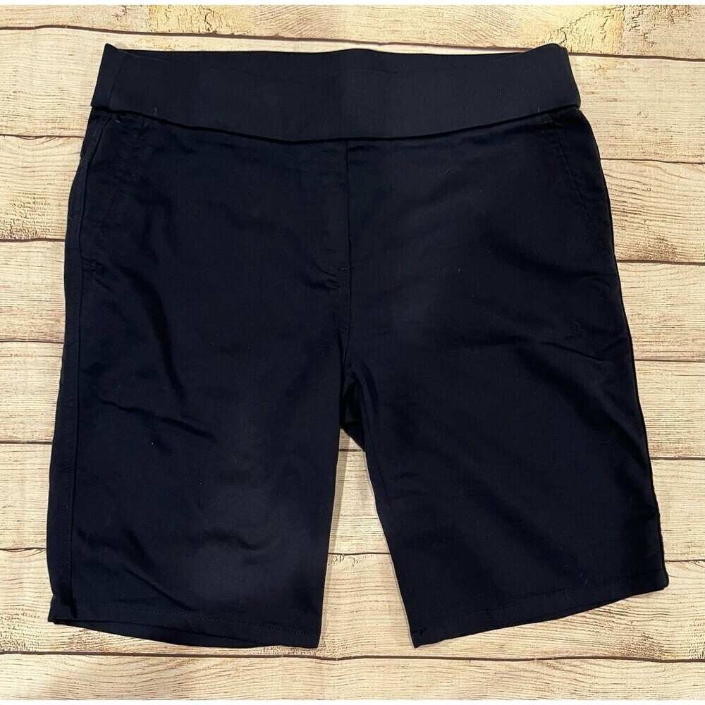 Briggs Navy Blue Modest Pull-on Bermuda Shorts Women's 8 petite